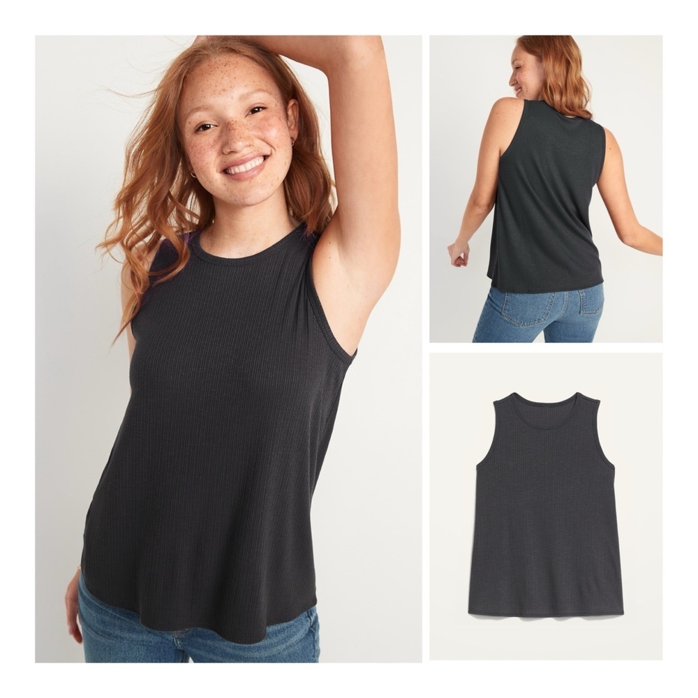 OLD NAVY Sleeveless Luxe High Neck Ribbed Top - Panther